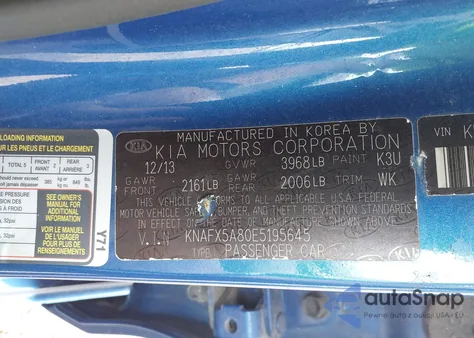 2014 Kia Forte Ex из США, поврежденный, VIN KNAFX5A80E5195645